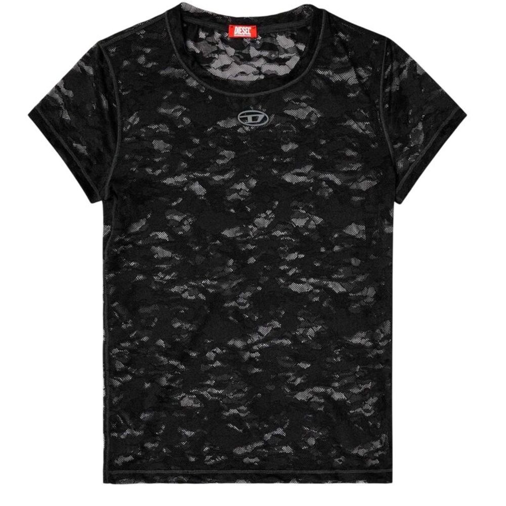 Diesel Womens/Ladies Kasia Camo Lace Crew Neck Fitted Top / Black
